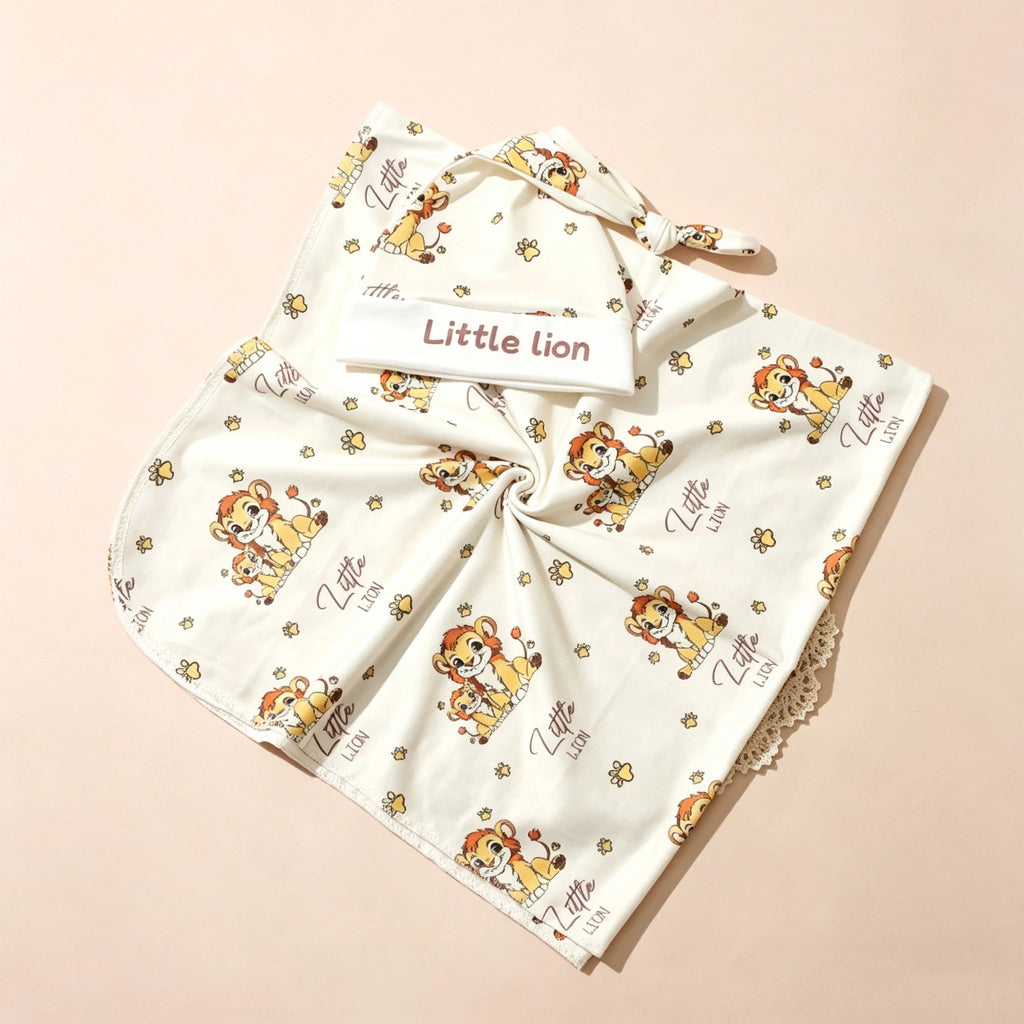 Newborn Photography Swaddle Wrap with Hat