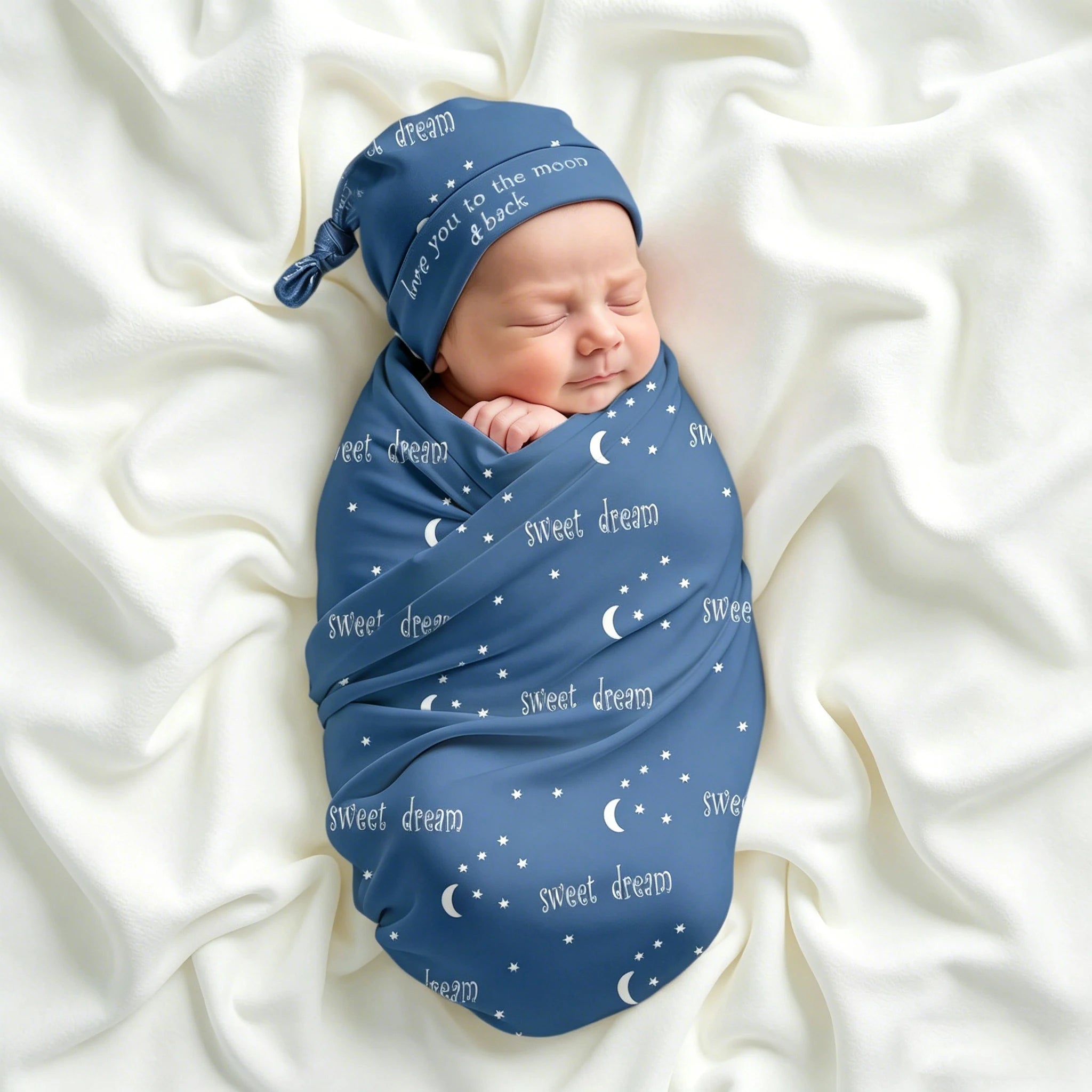 Newborn Photography Swaddle Wrap with Hat