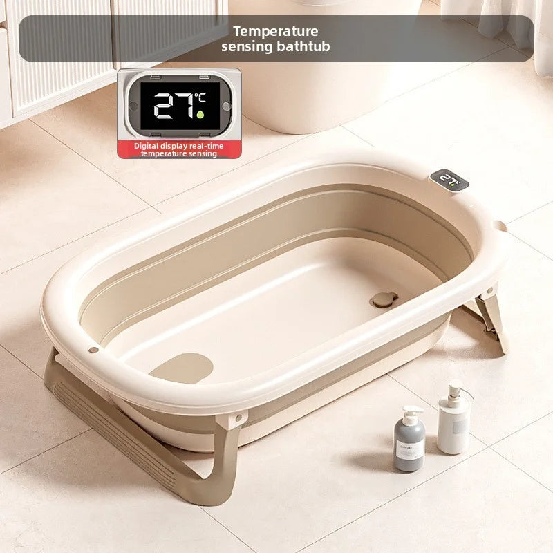 Smart Foldable Baby Bathtub with Temperature Display