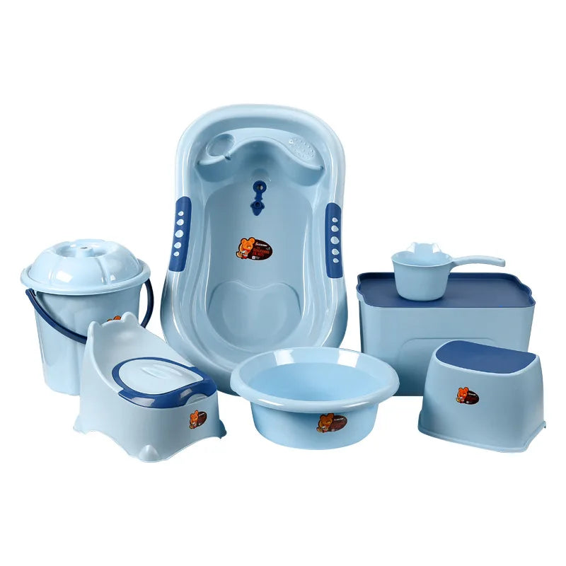 Baby Bath Tub 7-Piece Set with Stool
