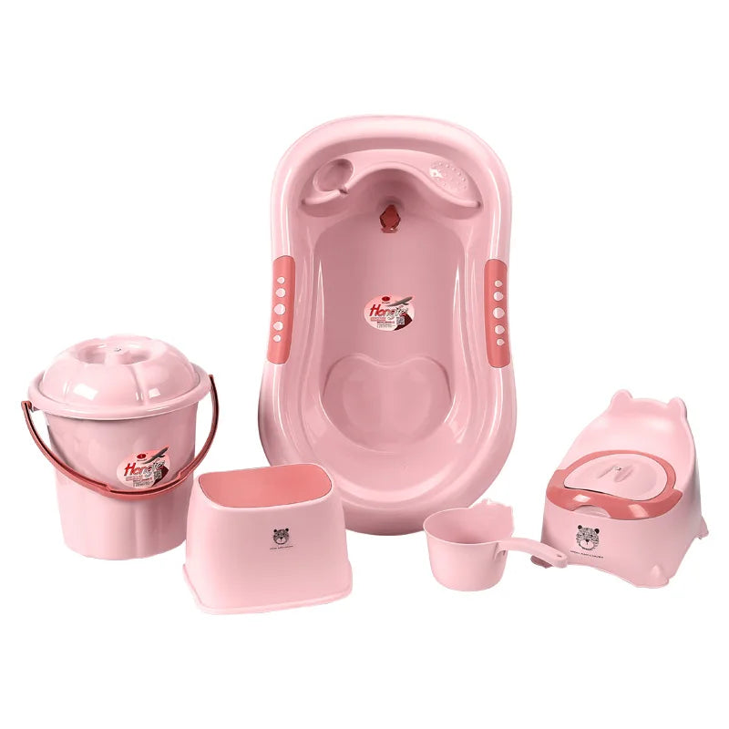 Baby Bath Tub 7-Piece Set with Stool