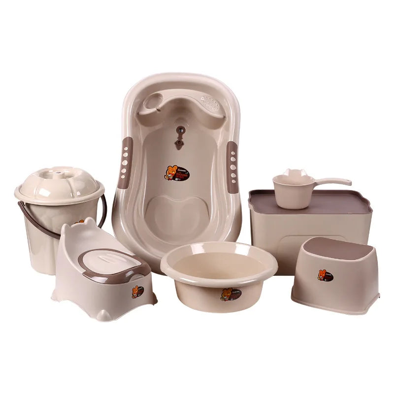 Baby Bath Tub 7-Piece Set with Stool