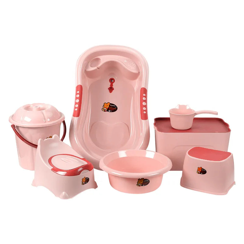 Baby Bath Tub 7-Piece Set with Stool