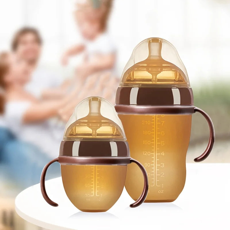 Baby Feeding Bottle 150ml (Brown, with Handle)