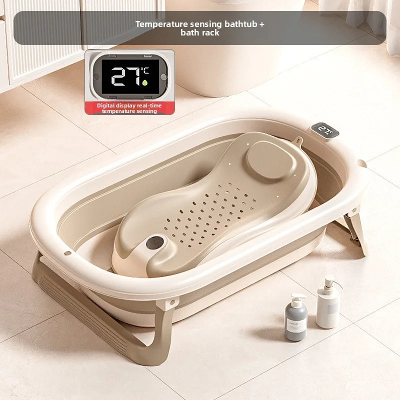 Smart Foldable Baby Bathtub with Temperature Display