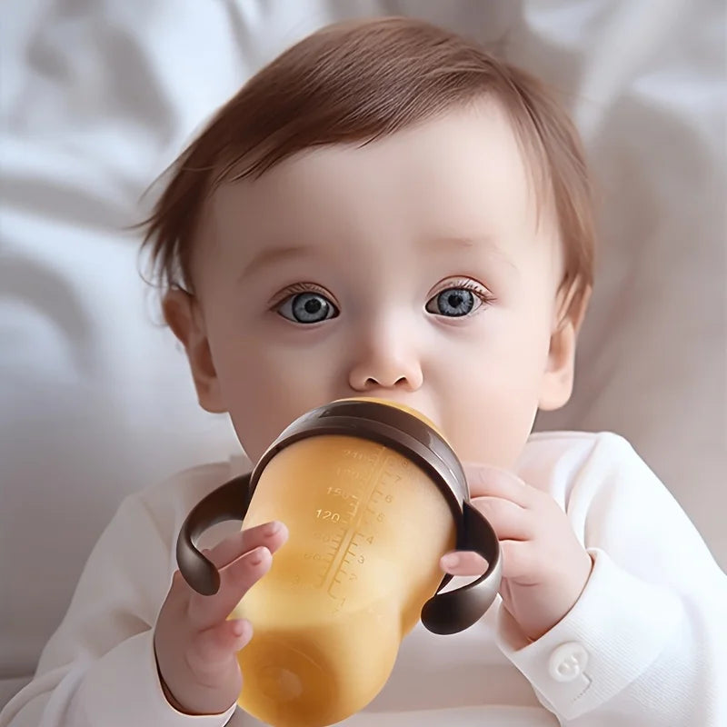 Baby Feeding Bottle 150ml (Brown, with Handle)
