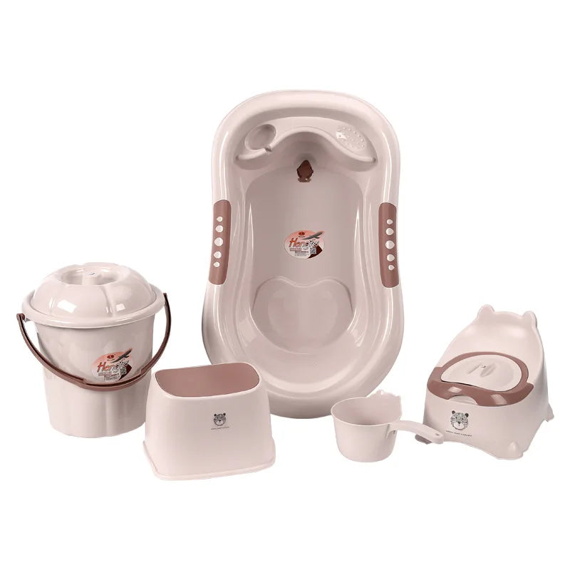 Baby Bath Tub 7-Piece Set with Stool